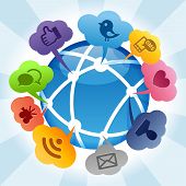 foto of network  - Global Social media concept on white background - JPG 