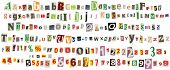 stock photo of newspaper  - Newspaper alphabet with numbers and symbols - JPG 
