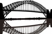 stock photo of bridge  - A silhouette of the Sydney Harbour Bridge in Australia - JPG 