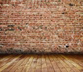 stock photo of interior  - old interior with brick wall - JPG 