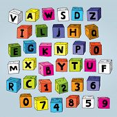 stock photo of zero  - Hand Drawn Childish ABC - JPG 