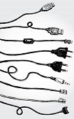 image of wire  - Set of Hand Drawn Cables and Wires Outline - JPG 
