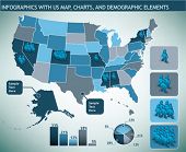 stock photo of map  - Infographic with map and demographic elements - JPG 