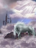 pic of horse  - Magic Horse in the sky with castle - JPG 