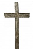 stock photo of religion  - Wooden cross isolated on white - JPG 
