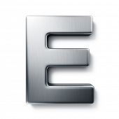 pic of cgi  - 3d rendering of the letter E in brushed metal on a white isolated background - JPG 