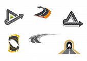 stock photo of transportation  - Set of road and highway icons and symbols for transportation design - JPG 