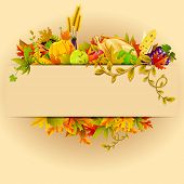 image of illustration  - illustration of Thanksgiving celebration banner with maple leaf - JPG 