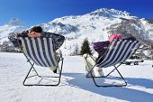 picture of france  - Couple at mountains in winter - JPG 