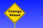 image of change  - yellow change ahead road sign and copyspace for text message - JPG 