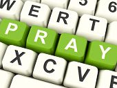 picture of religion  - Pray Green Computer Keys Showing Worship And Religion - JPG 