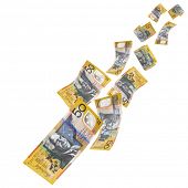 stock photo of money  - Falling Australian fifty dollar notes - JPG 