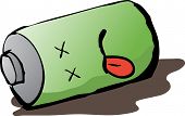 picture of discharge  - Dead discharged battery cartoon humorous hand - JPG 