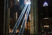 picture of beams  - The Bright Beam of Light Inside Milan Cathedral Italy - JPG 