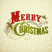 stock photo of merry  - Vintage Christmas Card - JPG 