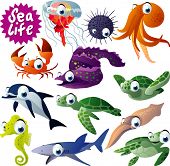 image of animals  - 12 vector sea animals - JPG 