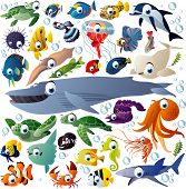 image of animals  - Extra big vector set of sea animals - JPG 