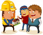 image of construction worker  - Just married couple Buy New House - JPG 