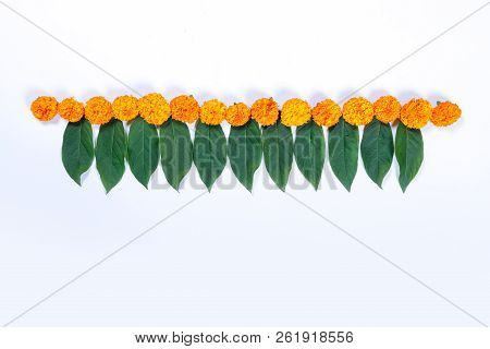 Marigold Flower Rangoli Design For Diwali Festival Indian