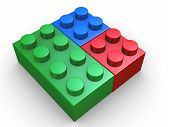 picture of render  - 3d render of toy lego blocks presenting rgb  - JPG 