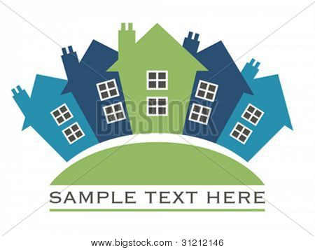 Picture or Photo of Houses or real estate on a a hill design.