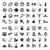 foto of fitness  - 64 Fitness and Sport vector icons for web and mobile - JPG 