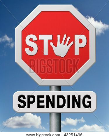 Picture or Photo of Stop spending money on useless things. Budget cuts no wasting resources. Loss of profit.