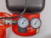 picture of pressure  - Detail of air compressor with manometer to measure air pressure - JPG 