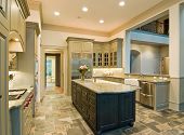 image of opulence  - extravagant kitchen with slate floors and granite counters - JPG 