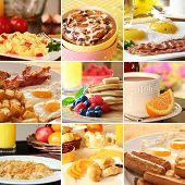 stock photo of food  - Collage of beautiful breakfast images - JPG 