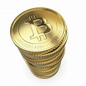 pic of currency  - Golden Bitcoin coin  - JPG 