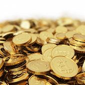 picture of currency  - Golden Bitcoin coin  - JPG 