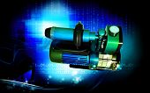 foto of pressure  - Digital illustration of pressure pump in colour background - JPG 