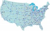 picture of map  - Interstate Map of the continental United States with state names and capital cities - JPG 