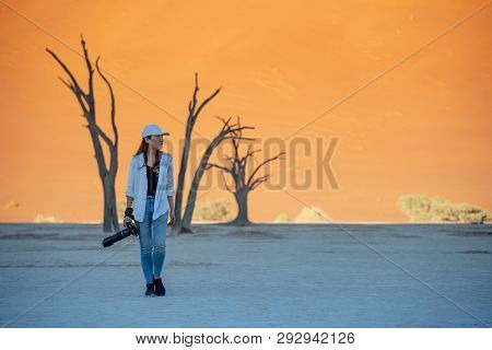 Poster: Young Asian Woman Photographer And