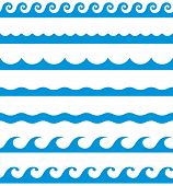 image of waves  - Vector seamless wave patterns isolated on white background - JPG 