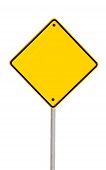 image of road sign  - Blank yellow road warning sign  - JPG 