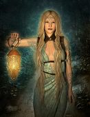 stock photo of grace  - an elf princess lights up the path to the woodland area - JPG 