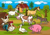 picture of animals  - Cartoon Illustration of Rural Scene with Farm Animals Livestock Big Group - JPG 