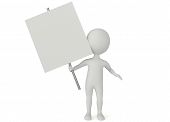 pic of humanoid  - 3d humanoid character hold a blank board on white - JPG 