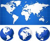 stock photo of globe  - World map and globes Original Vector Illustration Globes and Maps Ideal for Business Concepts - JPG 