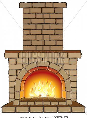 ... or Photo of Isolated vector Fireplace with fire-separated elements