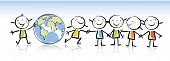 picture of globe  - happy kids holding the globe vector illustration - JPG 