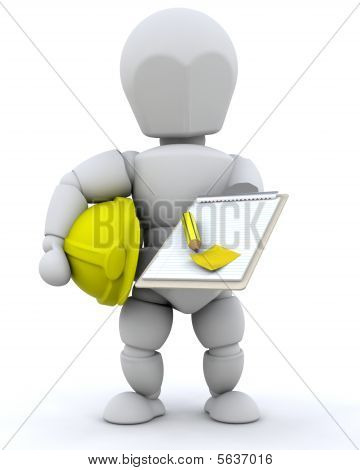 Picture or Photo of 3d Render of a Construction Worker and Tools