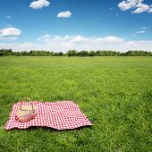foto of setting  - picnic setting on meadow with copy space - JPG 