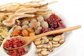 foto of blue sky  - Chinese traditional herbs or medicine close up - JPG 