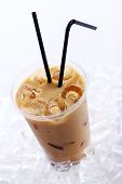 picture of ice  - Cold coffee drink with ice on white background - JPG 