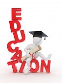 stock photo of education  - Man with diploma on text education - JPG 