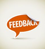 stock photo of feedback  - Feedback speech bubble as pointer with white border - JPG 