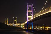 image of bridge  - Tsing Ma Bridge at night - JPG 